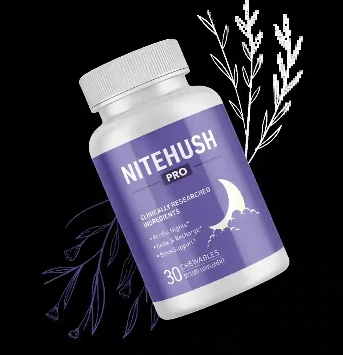 NiteHush Pro chewable restful-night and snoring-support supplement bottle